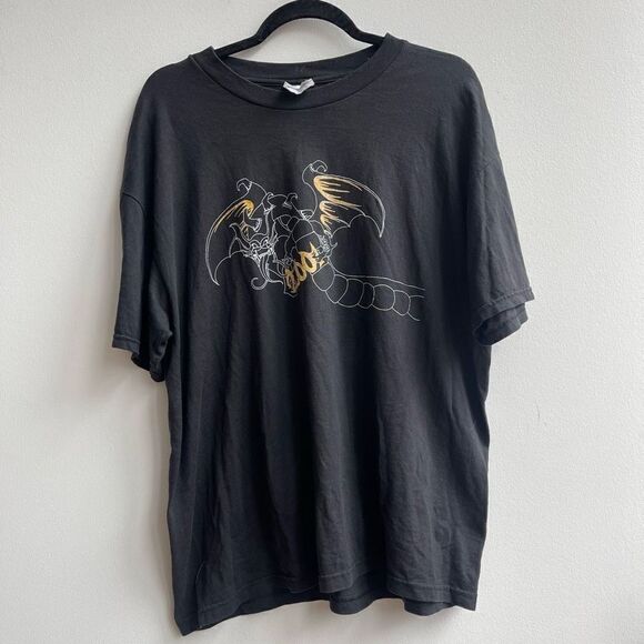 Hanes Heavyweight Men's Black Vintage 2001 Dragon Graphic Tee Large - Picture 1 of 7